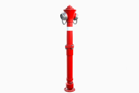 czerwony nadziemny hydrant antywłamaniowy